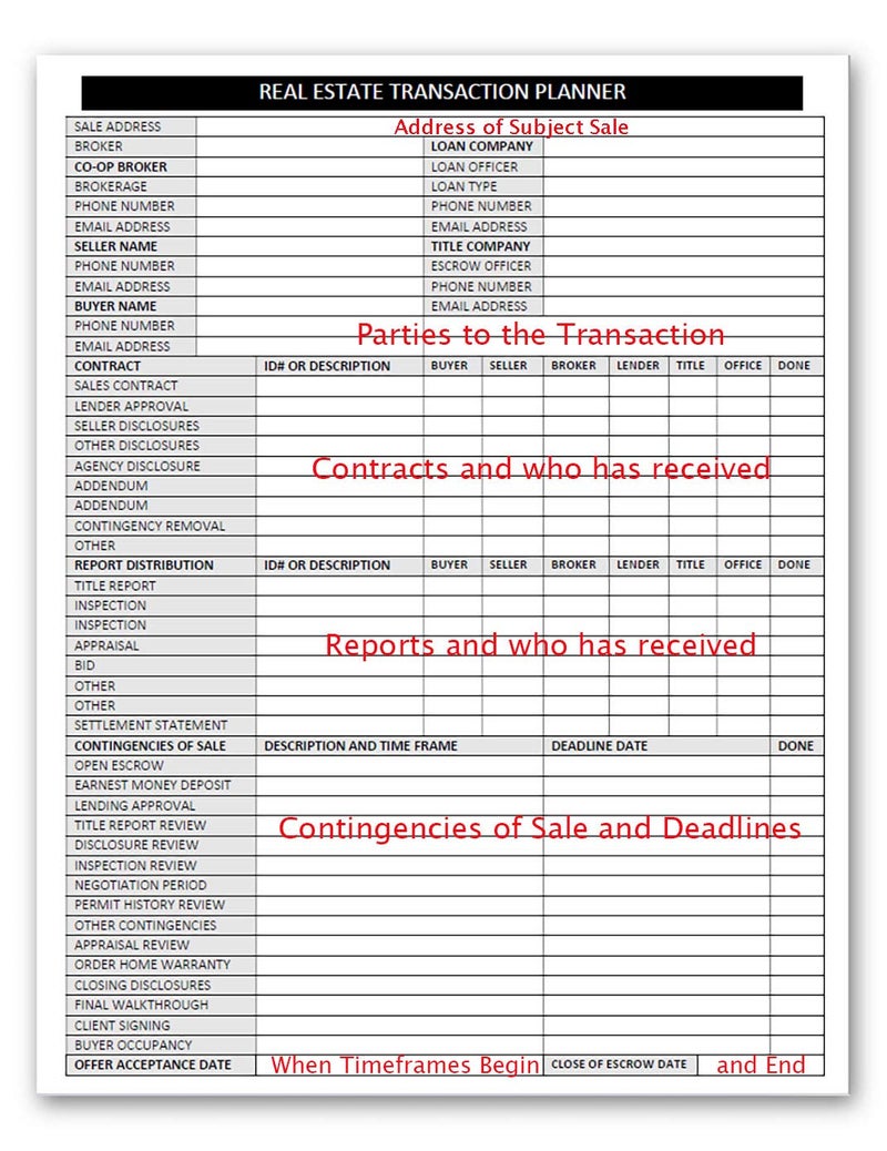 Life Charge Real Estate Agent Supplies - Real Estate Transaction Log Notepad, a Closing Checklist Planner Pad for Realtor File Folders to Organize Sale Pipeline. Made in the USA. - Image 5